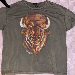 Wrangler Green Short Sleeve Tee with Tiger Design